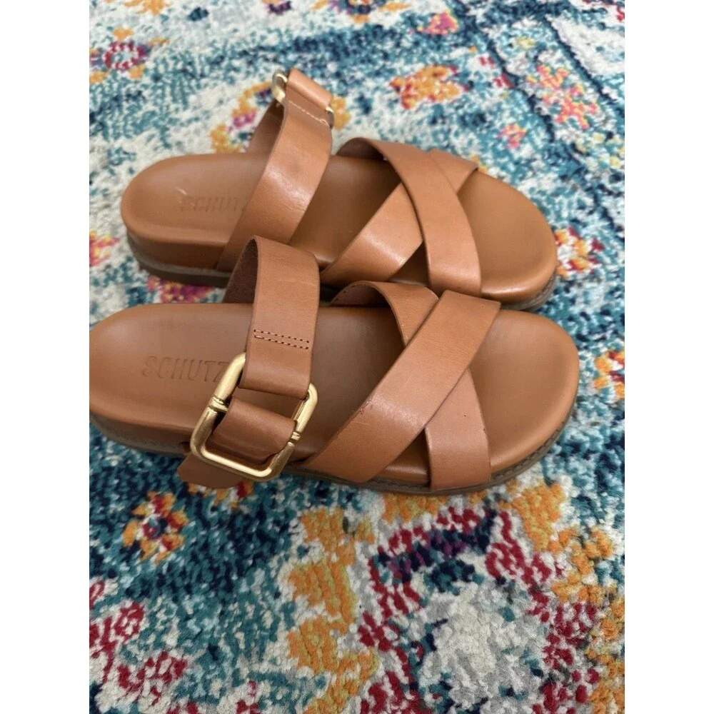 Schutz Vivienna Sporty Leather Slide Sandals Size 5